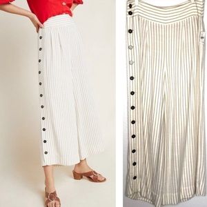 Anthropologie striped button wideleg ankle pant 10